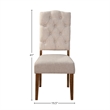 Pemberly Row Dining Chair Set of 2 with Tufted Beige Back in Brown Acacia Wood
