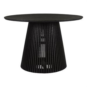 Pemberly Row 47&quot Handcrafted Mango Wood Round Dining Table with Slatted Base