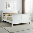 Pemberly Row Transitional Queen Size Sleigh Bed with Wood Veneer in White