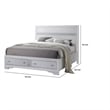 Pemberly Row Queen Size Bed with Storage Drawers and Panel Headboard in White