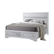 Pemberly Row Queen Size Bed with Storage Drawers and Panel Headboard in White