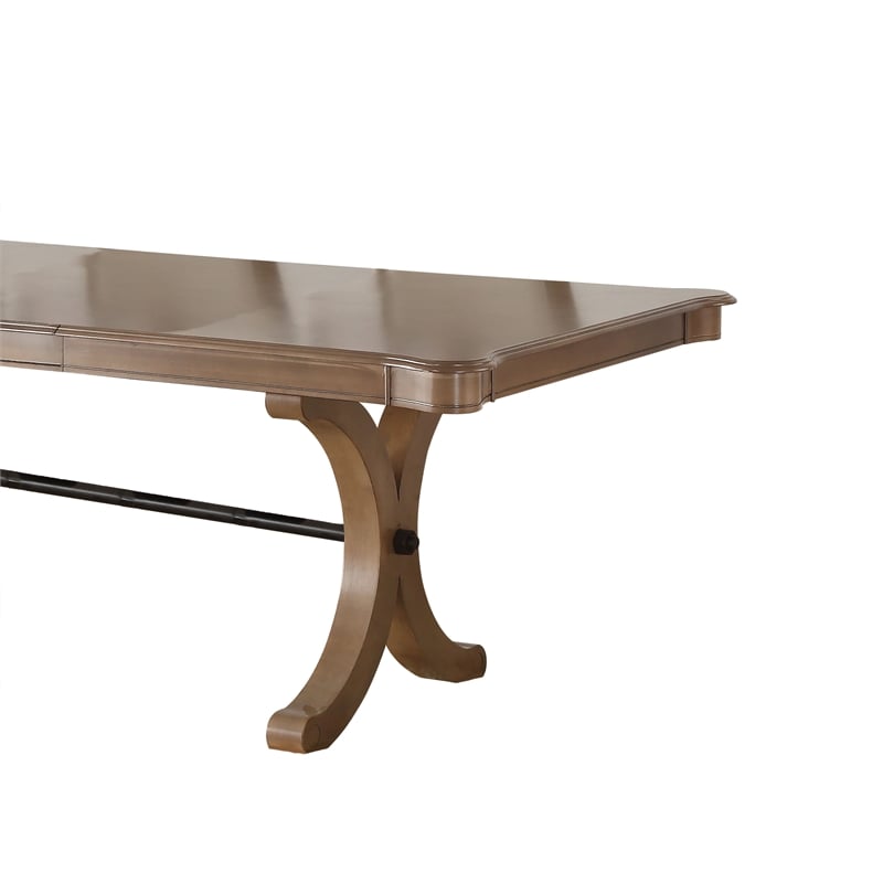 Pemberly Row Extendable Dining Table with Trestle Base and 18 Inch Leaf in Brown