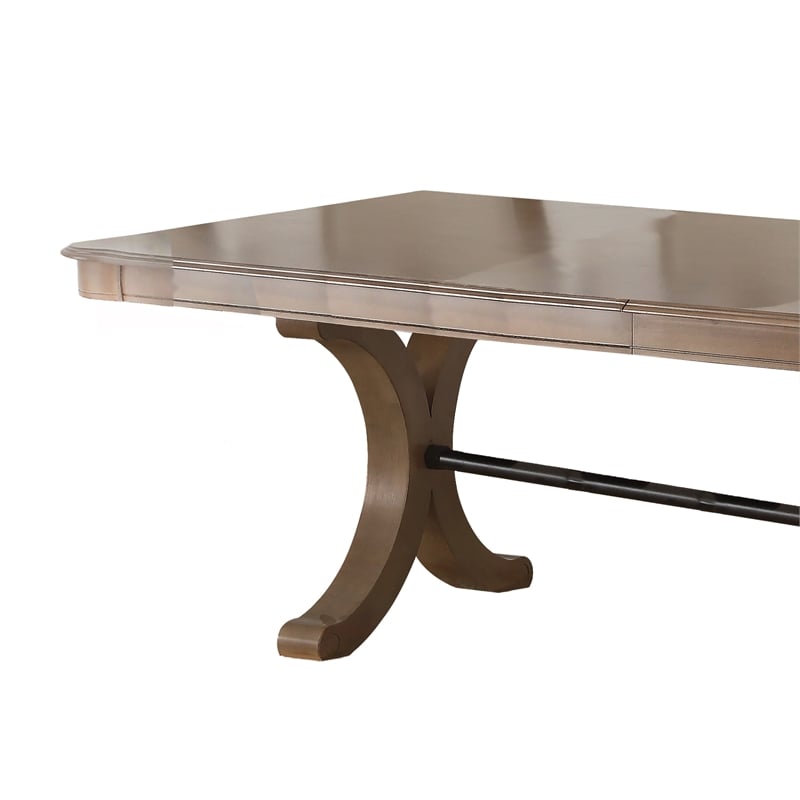 Pemberly Row Extendable Dining Table with Trestle Base and 18 Inch Leaf in Brown