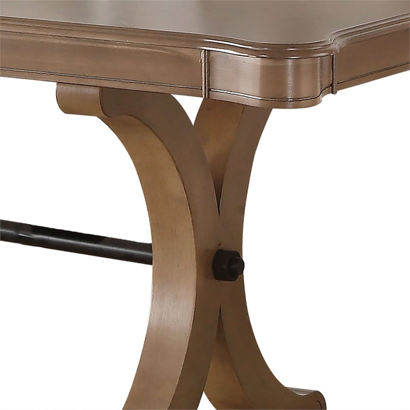 Pemberly Row Extendable Dining Table with Trestle Base and 18 Inch Leaf in Brown