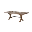 Pemberly Row Extendable Dining Table with Trestle Base and 18 Inch Leaf in Brown