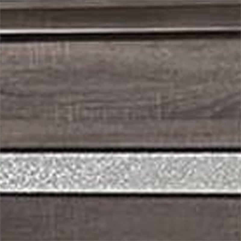 Pemberly Row Panel Design Eastern King Bed with Silver Accents in Gray