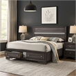 Pemberly Row Panel Design Eastern King Bed with Silver Accents in Gray