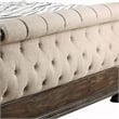 Pemberly Row California King Sleigh Bed with Button Tufting in Brown and Beige