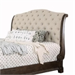 Pemberly Row Eastern King Sleigh Bed with Button Tufting in Brown and Beige