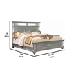 Pemberly Row California King Bed with 3mm Mirror Paneled Headboard in Silver