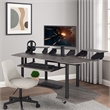 Pemberly Row Computer Desk with Keyboard Tray and 3 Stands in Gray