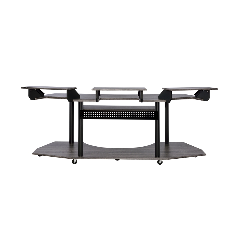 Pemberly Row Computer Desk with Keyboard Tray and 3 Stands in Gray