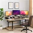 Pemberly Row Computer Desk with Keyboard Tray and 3 Stands in Brown