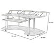 Pemberly Row Computer Desk with Keyboard Tray and 3 Stands in Brown