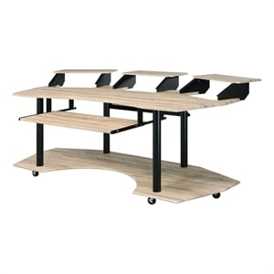 Pemberly Row Computer Desk with Keyboard Tray and 3 Stands in Brown