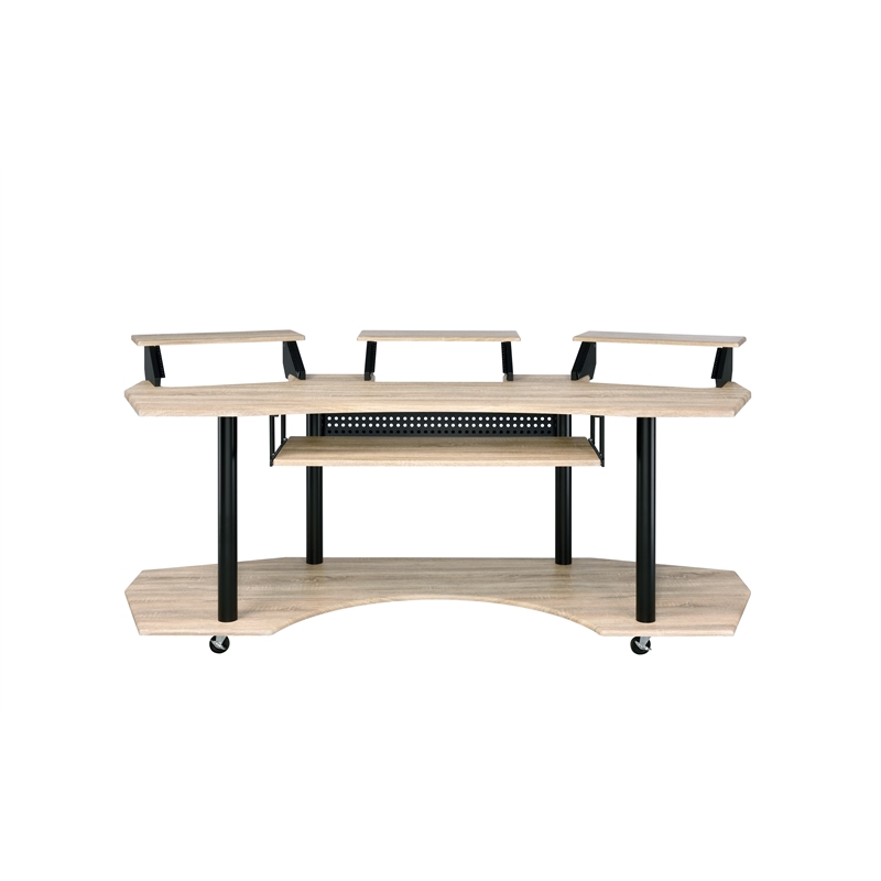 Pemberly Row Computer Desk with Keyboard Tray and 3 Stands in Brown