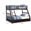 Pemberly Row Twin XL Over Queen Bunk Bed with Storage Drawers in Espresso
