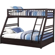 Pemberly Row Twin XL Over Queen Bunk Bed with Storage Drawers in Espresso