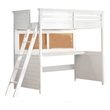 Pemberly Row Twin Loft Bed with Desk and Cork Back Panel in White