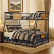 Pemberly Row Full Over Queen Metal Bunk Bed with Ladder in Black and Brown