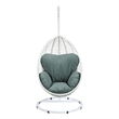 Pemberly Row Metal Patio Swing Chair with Cushioned Seating in White/Gray