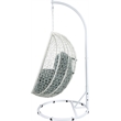 Pemberly Row Metal Patio Swing Chair with Cushioned Seating in White/Gray