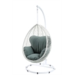 Pemberly Row Metal Patio Swing Chair with Cushioned Seating in White/Gray