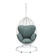 Pemberly Row Metal Patio Swing Chair with Cushioned Seating in White/Gray