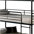 Pemberly Row Full Size Triple Decker Metal Bunk Bed with 2 Ladders in Gray