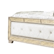 Pemberly Row Leatherette Upholstered Queen Bed w/ Mirror Details - Gold & Silver