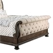 Pemberly Row Sleigh Design Queen Bed with Fabric Upholstery in Beige and Brown