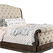 Pemberly Row Sleigh Design Queen Bed with Fabric Upholstery in Beige and Brown