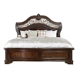 Pemberly Row California King Bed with Carved Headboard & Nail Head Trim in Brown
