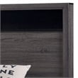 Pemberly Row Eastern King Bed with Bookcase Headboard and 2 Compartments in Gray