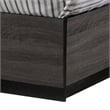 Pemberly Row Eastern King Bed with Bookcase Headboard and 2 Compartments in Gray