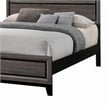Pemberly Row Eastern King Bed with Plank Headboard and Grain Details in Gray Oak