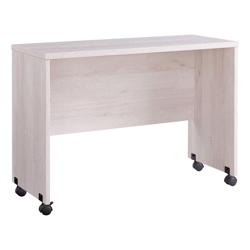 Pemberly Row Rectangular Desk Return with Casters & Wire Management in White Oak