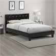 Pemberly Row Eastern King Platform Bed with Button Tufted Headboard in Black