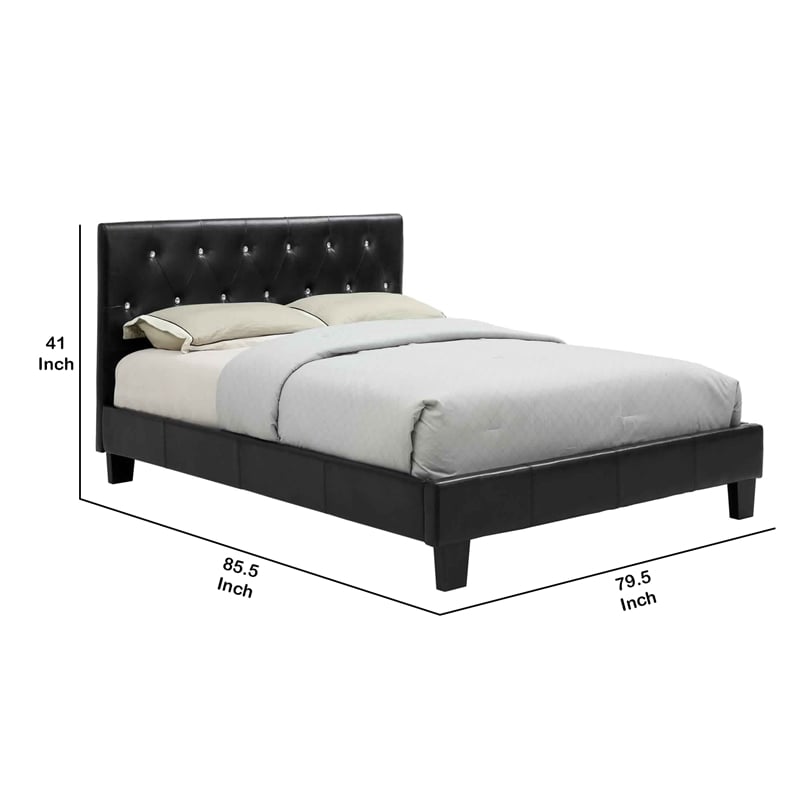 Pemberly Row Eastern King Platform Bed with Button Tufted Headboard in Black