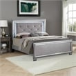 Pemberly Row Queen Bed with LED Trim and Silver Accents in Beige