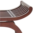 Pemberly Row Curved Mission Style Basswood Stool with Slatted Seat in Brown