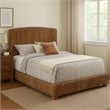 Pemberly Row Hand Woven Banana Leaf Eastern King Bed w/ Chamfered Legs in Brown