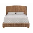 Pemberly Row Hand Woven Banana Leaf Eastern King Bed w/ Chamfered Legs in Brown