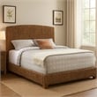 Pemberly Row Hand Woven Banana Leaf Eastern King Bed w/ Chamfered Legs in Brown