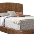 Pemberly Row Hand Woven Banana Leaf Queen Bed with Chamfered Legs in Brown