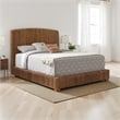 Pemberly Row Hand Woven Banana Leaf Queen Bed with Chamfered Legs in Brown
