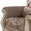 Pemberly Row Button Tufted Fabric Chair with Cabriole Legs in Gray and White