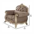 Pemberly Row Button Tufted Fabric Chair with Cabriole Legs in Gray and White