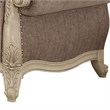 Pemberly Row Button Tufted Fabric Chair with Cabriole Legs in Gray and White