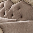 Pemberly Row Button Tufted Fabric Chair with Cabriole Legs in Gray and White